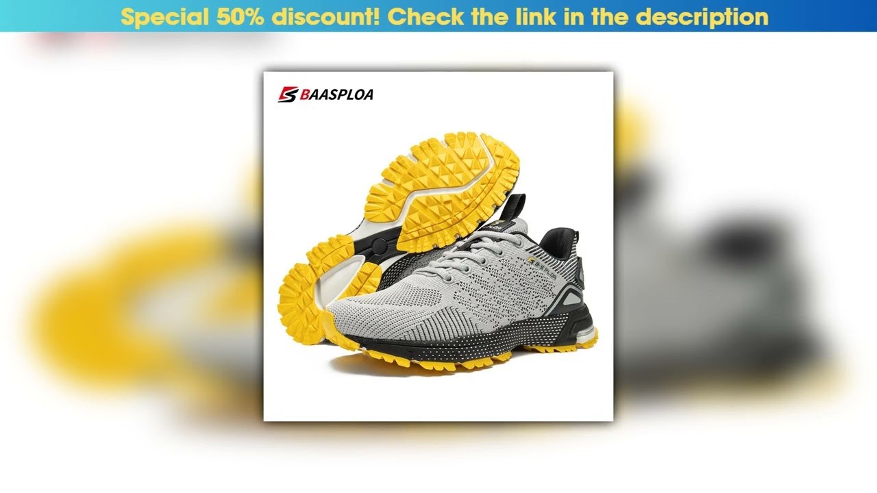 Slide Baasploa Men Professional Running Shoes Breathable Training Shoes Lightweight Sneakers Non-Sl