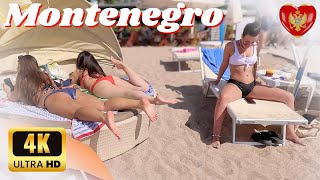 Beach Walk MONTENEGRO 4K🌴BUDVA - Coastal Walking | Trends of Montenegrin Bikini Beach Fashion