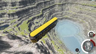 Beamng Drive Bus Crash - Bus Capsule Low-roof LHD vs Leap of Death Map, Jumping off a Huge Cliff screenshot 5