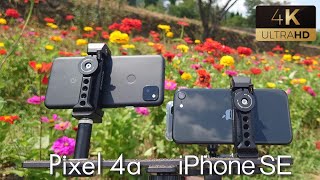 Pixel 4a vs iPhone SE Camera test \/ Stabilization comparison 4K