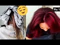 🔴Vermelho 🟣Marsala em um cabelo com alisamento a base de formol e olha no que deu!