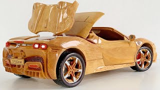 Wood Carving  Ferrari SF90 Spider 2022  Woodworking Art