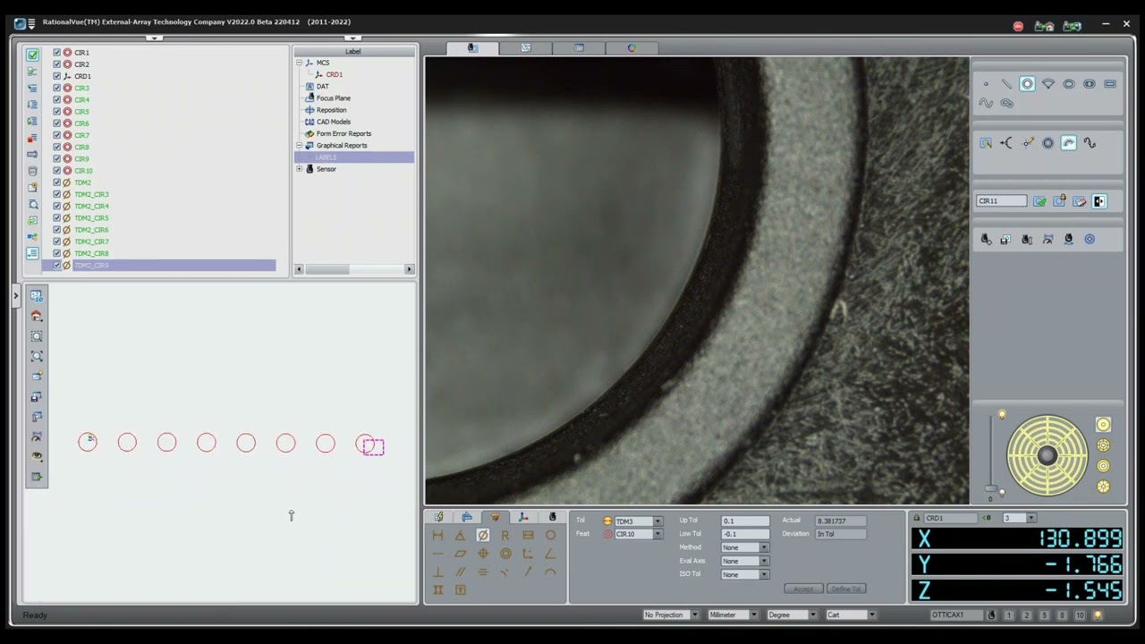 Macchina ottica Micro3D vis Ac500 e software RationalVue