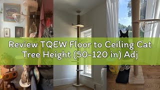 Review TQEW Floor to Ceiling Cat Tree Height (50-120 in) Adjustable Cat Tower 5 Tier Hemp Scratching