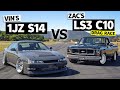 Vin vs zac showdown 1jzswapped 240sx drag races boomhauer the ls3swapped chevy c10