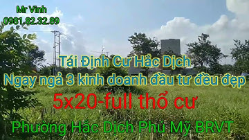 Bán đất Hắc Dịch 5x20-100TC Tái Định Cư P.Hắc Dịch Phú Mỹ Bà Rịa Vũng Tàu Lô2 @NguyenTheVinhbds