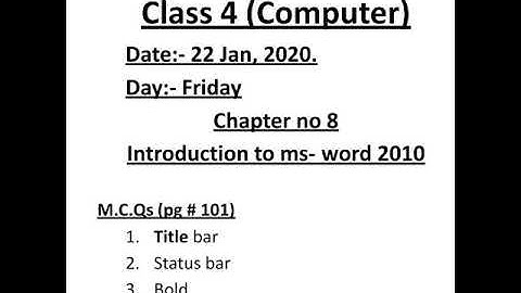 Class 4(Computer), Chapter #8 M.C.Qs pg #101.