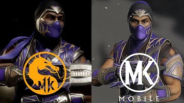 MK 11 vs MK Mobile - RAIN all moves & Fatal Blow, Brutality side-by-side comparison.