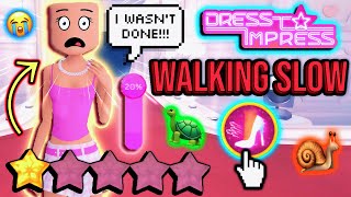 ONLY WALKING *SUPER* SLOW IN DRESS TO IMPRESS ROBLOX! MY HARDEST CHALLENGE YET...