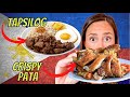 Trying Crispy Pata and Tapsilog for the First Time! | Filipino Food Experience 😄