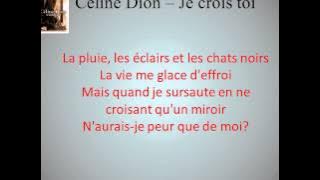 Je crois toi - Céline Dion LYRICS
