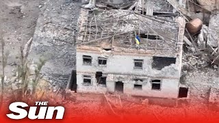 Ukrainian flag flies over ruins of Robotyne as village is liberated