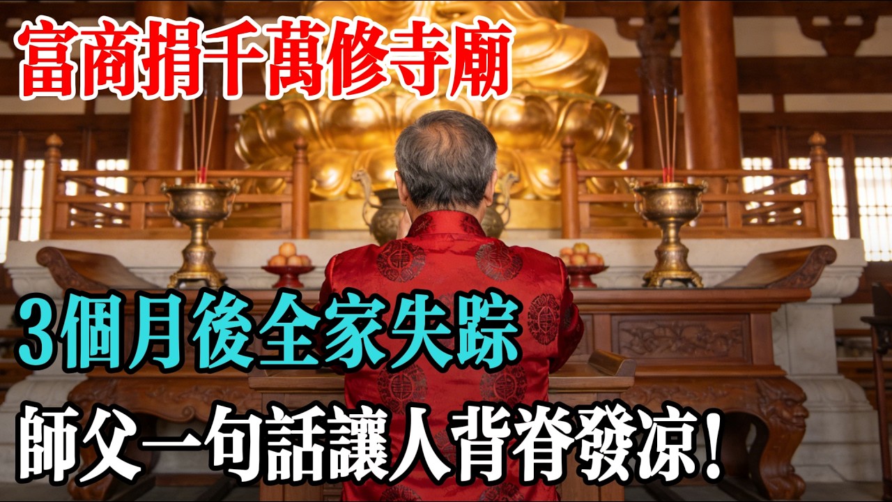 富商捐千萬修寺廟，3個月後全家失蹤，師父一句話讓人背脊發涼！