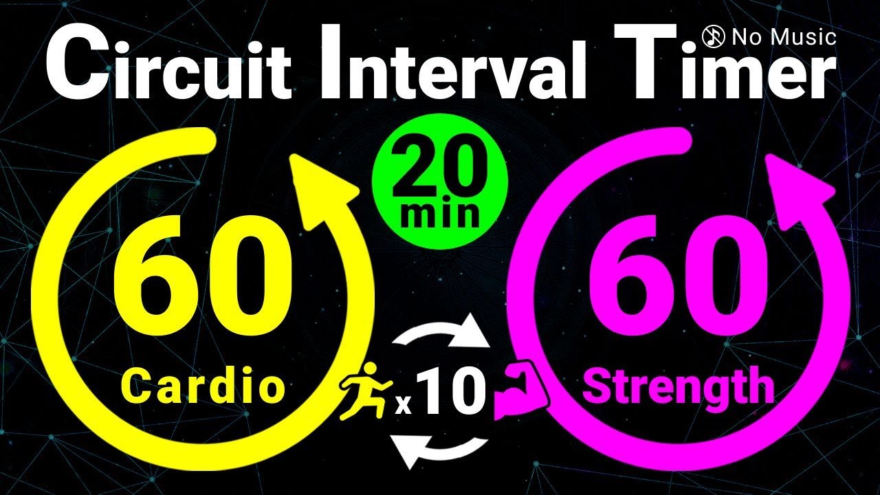 20-Minute Circuit Interval Timer: 60s Cardio / 60s Strength - 10 Rounds ...
