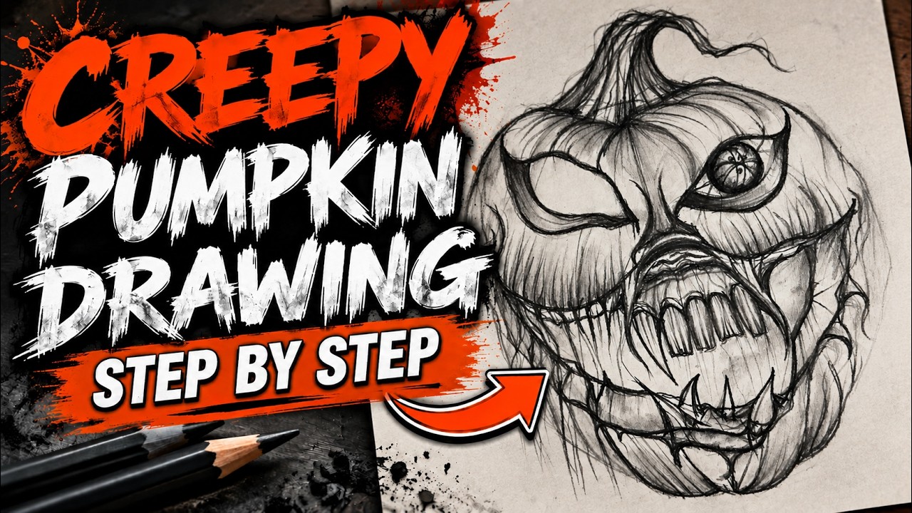 How to Draw a Creepy Pumpkin (Step by Step)