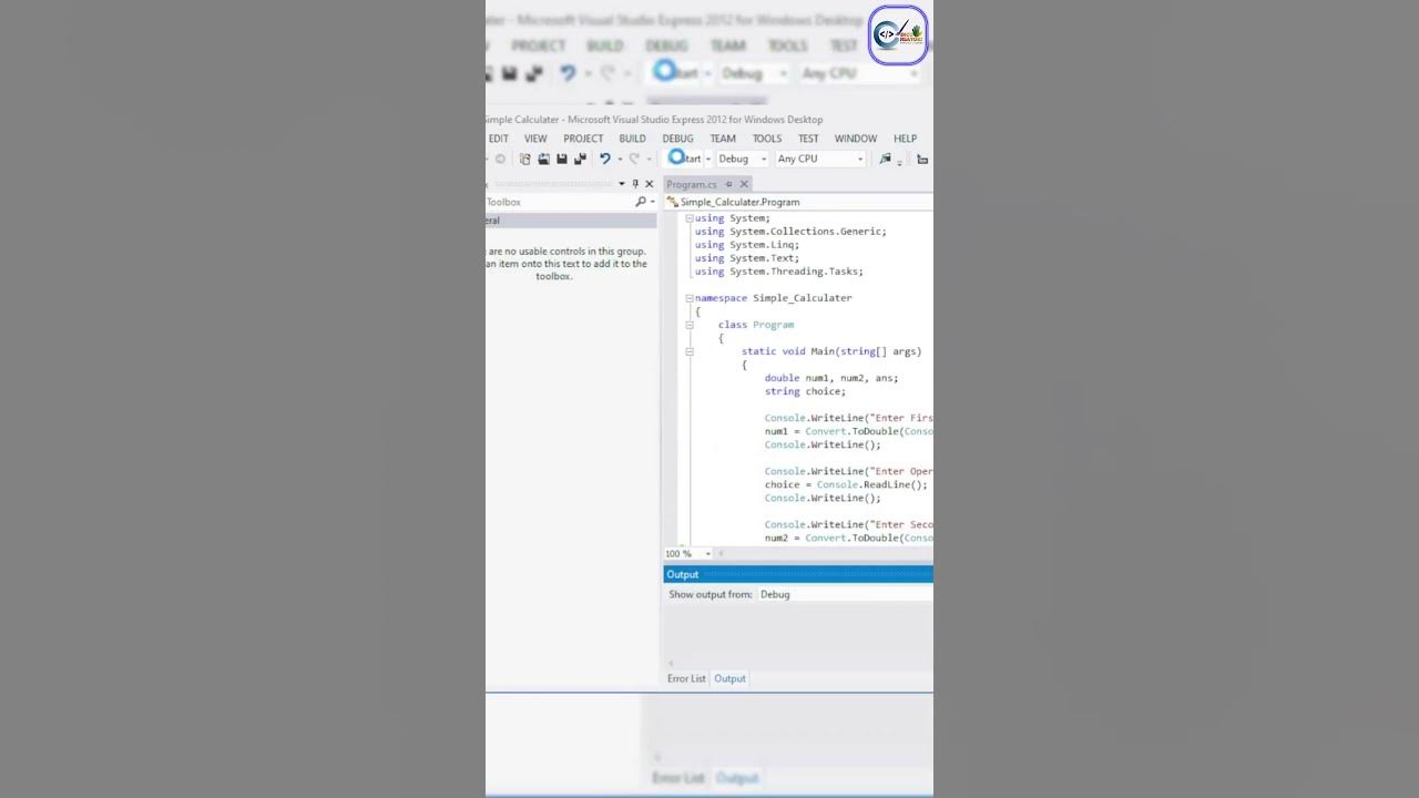 Simple Calculator Program Using Switch Statement in C Calculator Program Visual Studio 