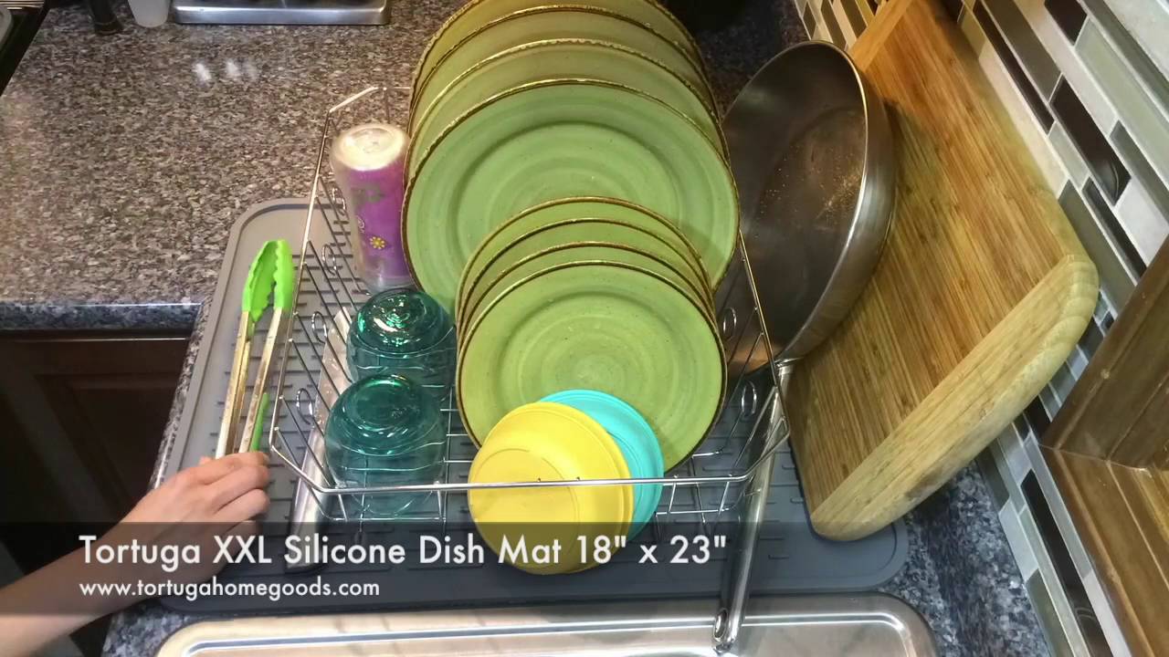 XXL Silicone Dish Mat with Silicone Sponge 23 x 18 – Tortuga