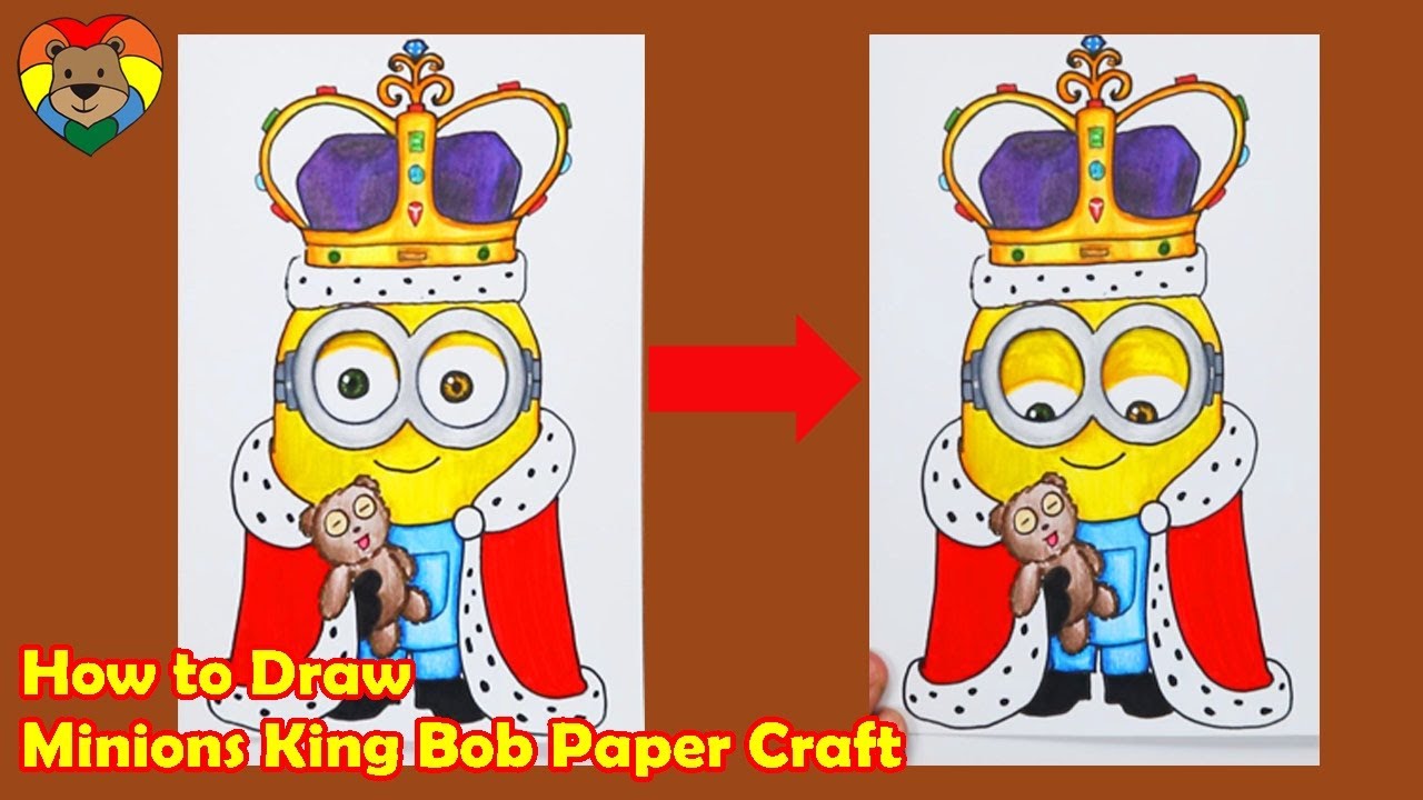 How to Draw Minions King Bob Paper Craft Magic Card YouTube