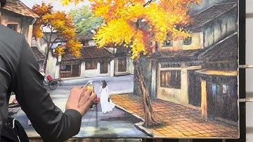 Tranh phố cổ Hà Nội vẽ sơn dầu nghệ thuật