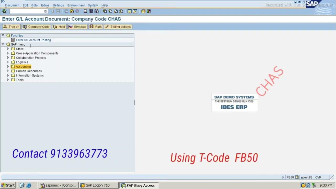 GL Document Post FB50 | SAP enduser FB50 posting - YouTube