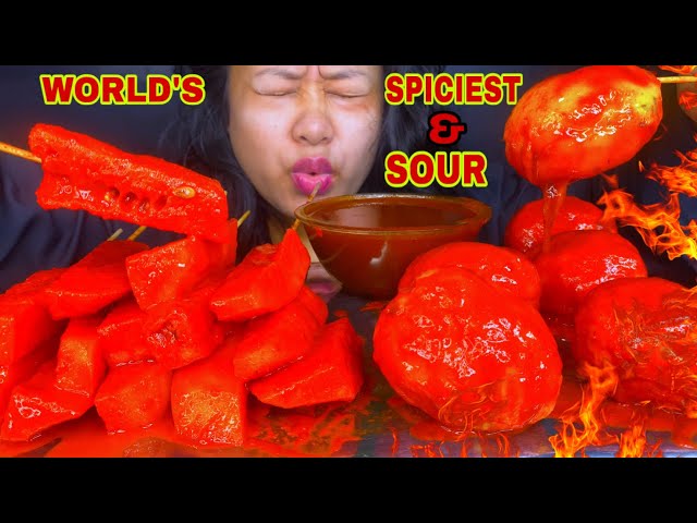 WORLD’S SPICIEST & SOUR FRUIT EATING CHALLENGE | SOUR FOOD CHALLENGE MUKBANG ASMR