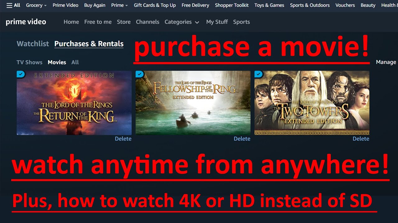 How to purchase a video on Amazon Prime