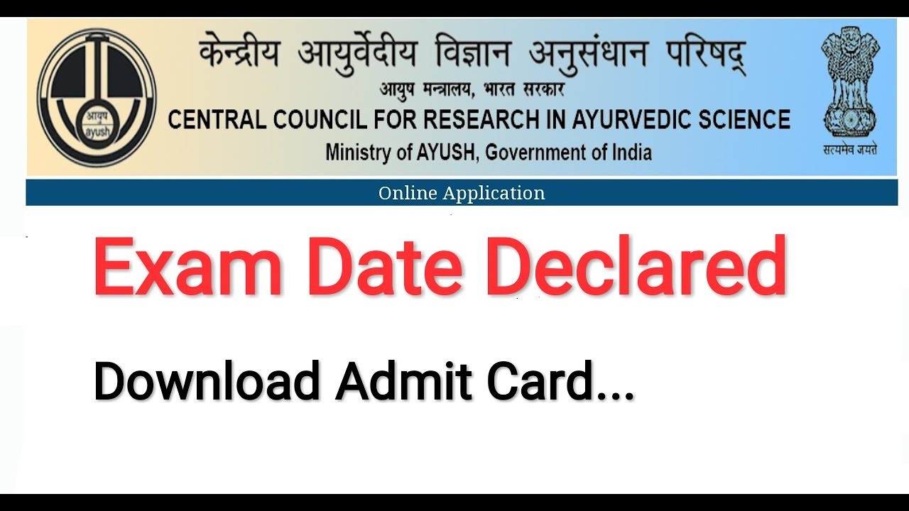 CCRAS ( Central Council for Research in Ayurvedic Science ) UDC & LDC Exam 2021 /Download Admit Card