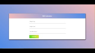 BMI calculator in HTML,CSS and JavaScript