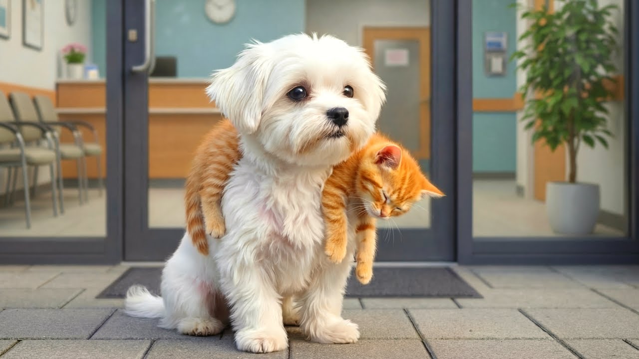 Ви щенок, спасший кота в опасности