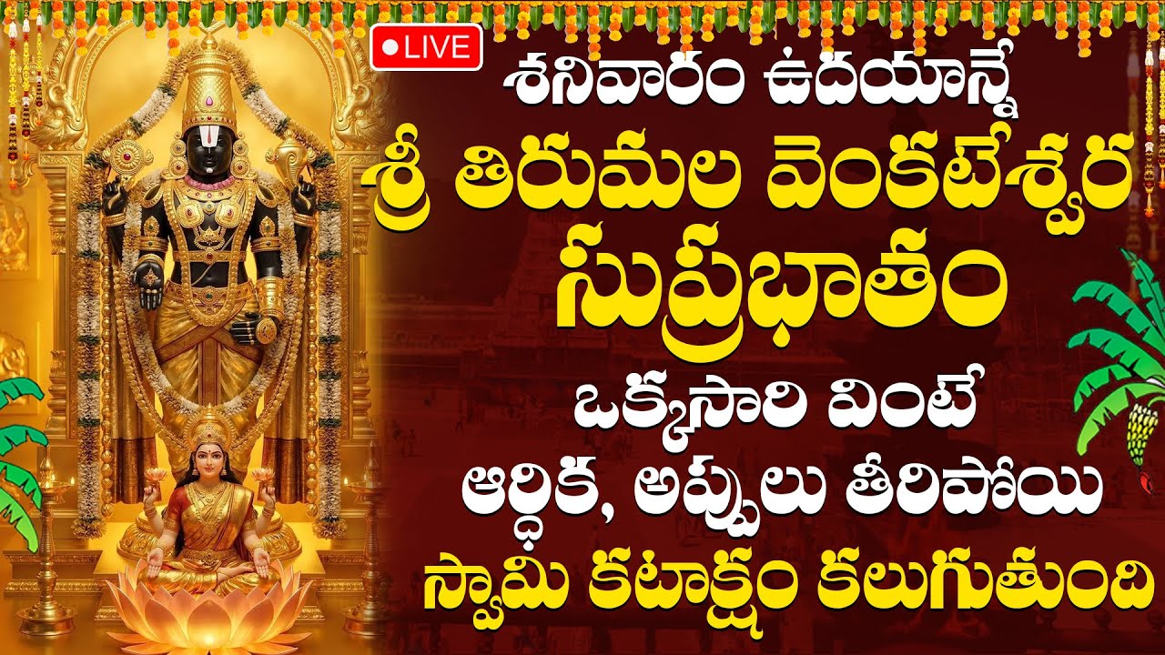 LIVE: శనివారం ఉదయాన్నే వెంకటేశ్వర సుప్రభాతం విన్నారంటే చూడనంత డబ్బు చూస్తారు | Tirumala Suprabhatham
