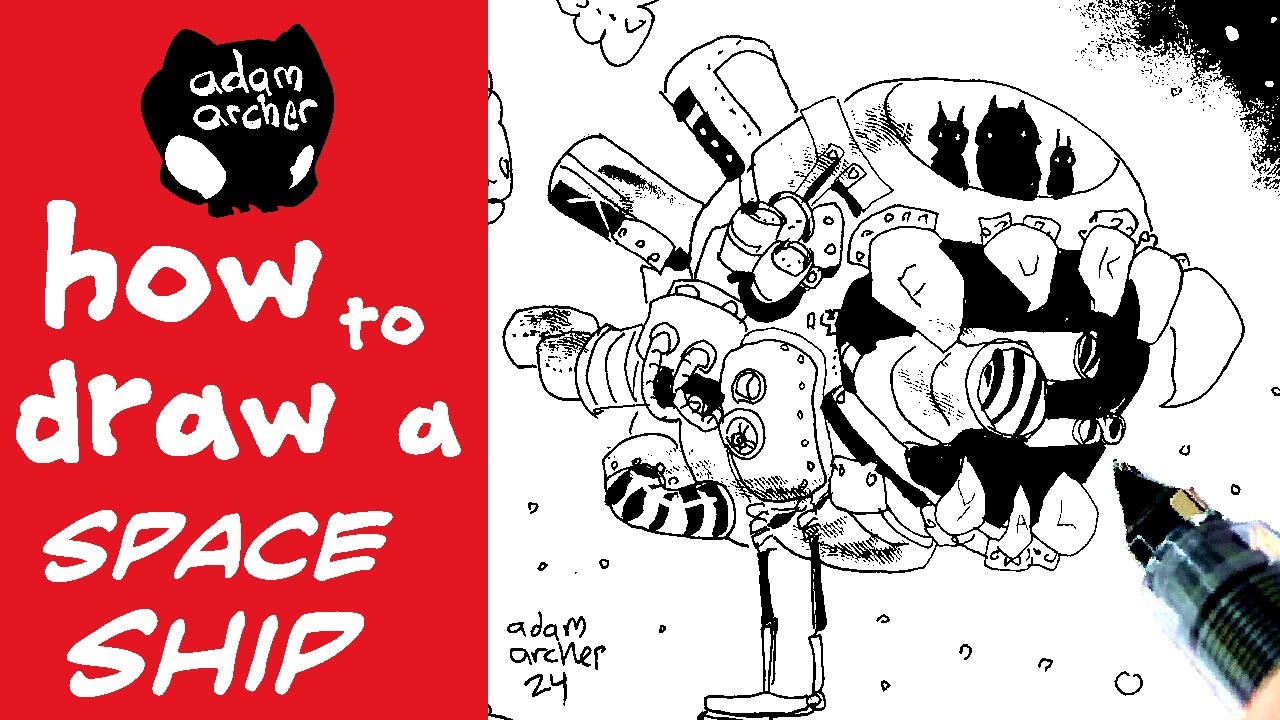 how to draw spaceship #howtodraw #HowToInk #ConceptArt - YouTube
