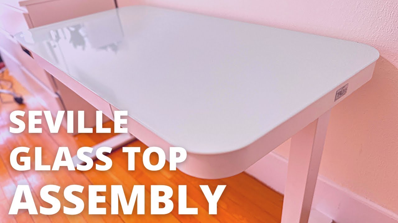 Seville Classics Airlift Electric Height Adjustable Desk Tempered Glass