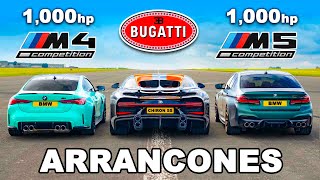 Bugatti Chiron Super Sport vs M5 de 1,000 hp vs M4 de 1,000 hp: ARRANCONES