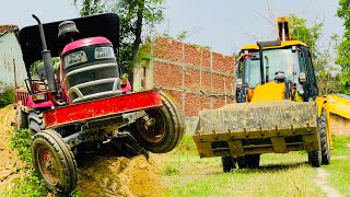 JCB 3DX Going To Mud Loading For New Field Filling With Eicher 557 | Preet 4549 | Mahindra Yuvo 575