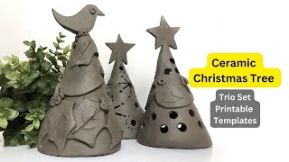 Ceramic Christmas Tree Trio Design - Slab Pottery Template Project