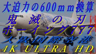 【鬼滅の刃】ボーイング777 大迫力の600ｍｍ換算撮影 大阪国際空港 4K ULTRA HD 2024.4