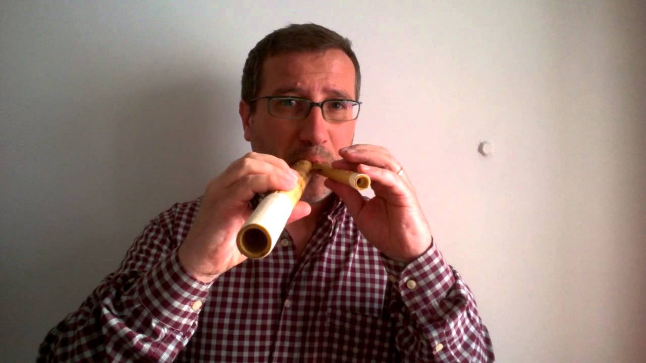 Doppio flauto, double flute a" chiave ", key C, 440hz, "Iamme 'ncopp a