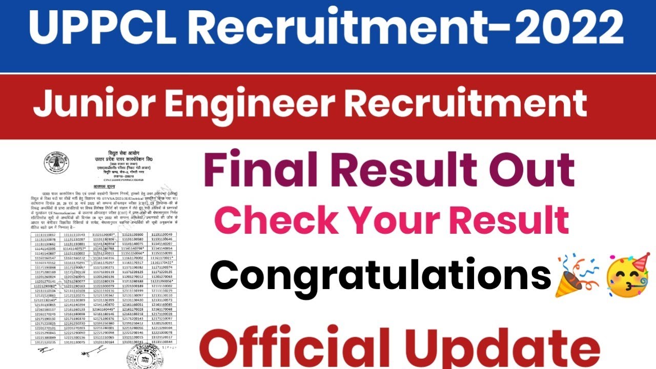 UPPCL JE Final Result Out||Check Your Roll Number||UPPCL JE Recruitment-2022