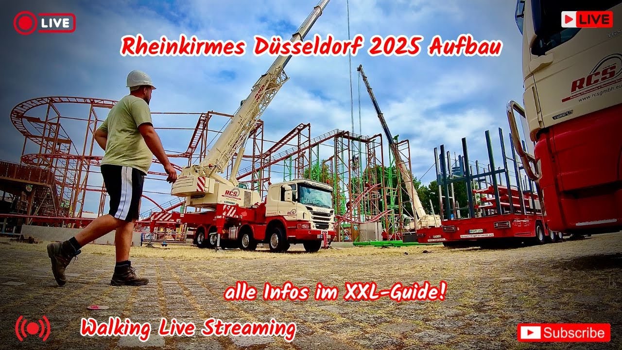 Rheinkirmes Düsseldorf 2025 Aufbau-Construction Preview☔️Summer Walking Live Streaming (06.07.2025)