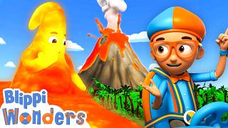 floor is lava blippi flies into volcano