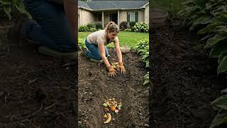 I Buried Fruit Scraps… This Happened 🌸 #GardenTransformation#SatisfyingVideo#DIYGarden#Composting