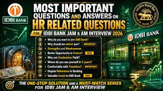 Part-3 IDBI Bank JAM & AM Interview 2026 🔥 Most Important HR Questions & Answers #idbiinterview