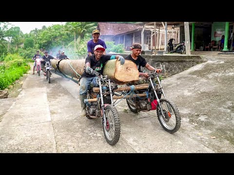 Riding Cheapest Log Transport Vehicle of Indonesia