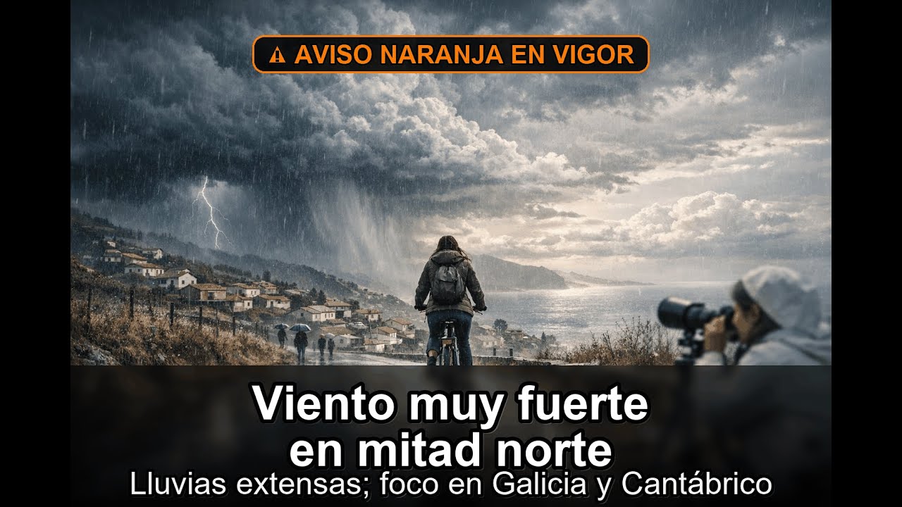 🌧️🌬️ Frentes atlánticos: lluvias persistentes en Galicia y viento muy fuerte en la mitad norte