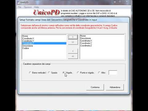 UnicoPD 601: Trasformazione file coordinate da CSV a UnicoPD