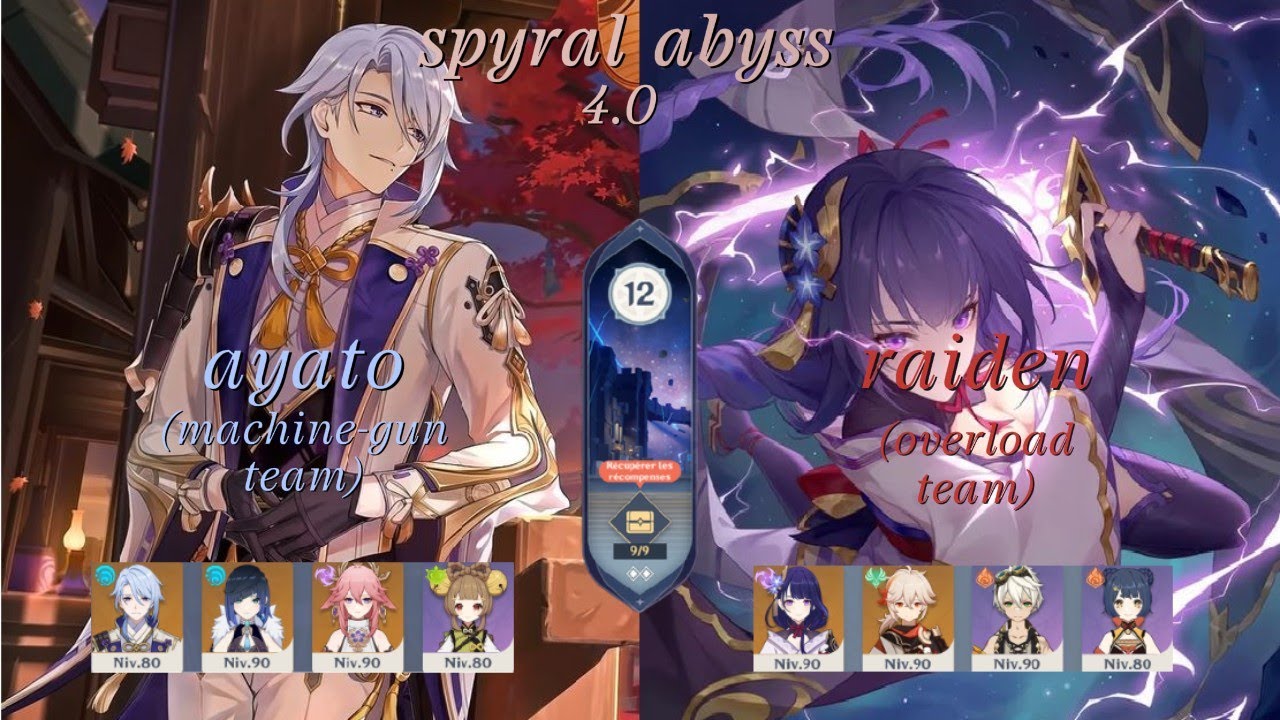 Spyral Abyss 4.0 | Ayato & Raiden Shogun c0 | 9 stars stage 12 ...