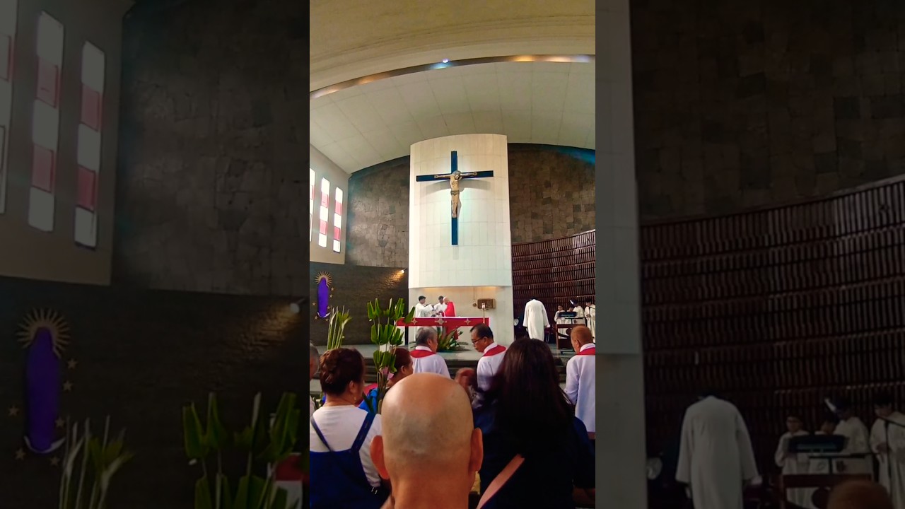 Jesus Cross Priest Inside Palm Sunday Church Manila Philippines 