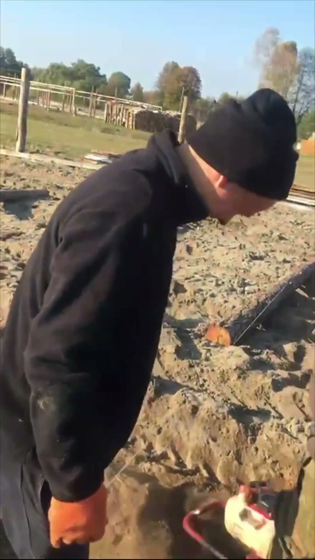 Workers Struggle to Stop Uncontrollable Electric Drill Stuck to the Ground