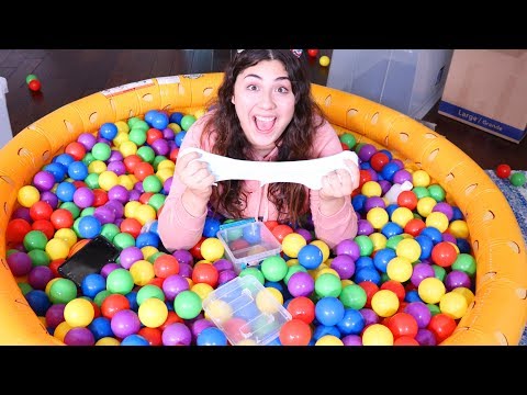 MAKING SLIME IN A BALL PIT CHALLENGE ~ Find the ingredients and make slime - This was super fun! do you guys want me to do something like this again?