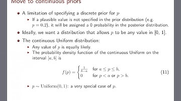 [Bayesian inference for a proportion] Continuous priors - the Beta distribution